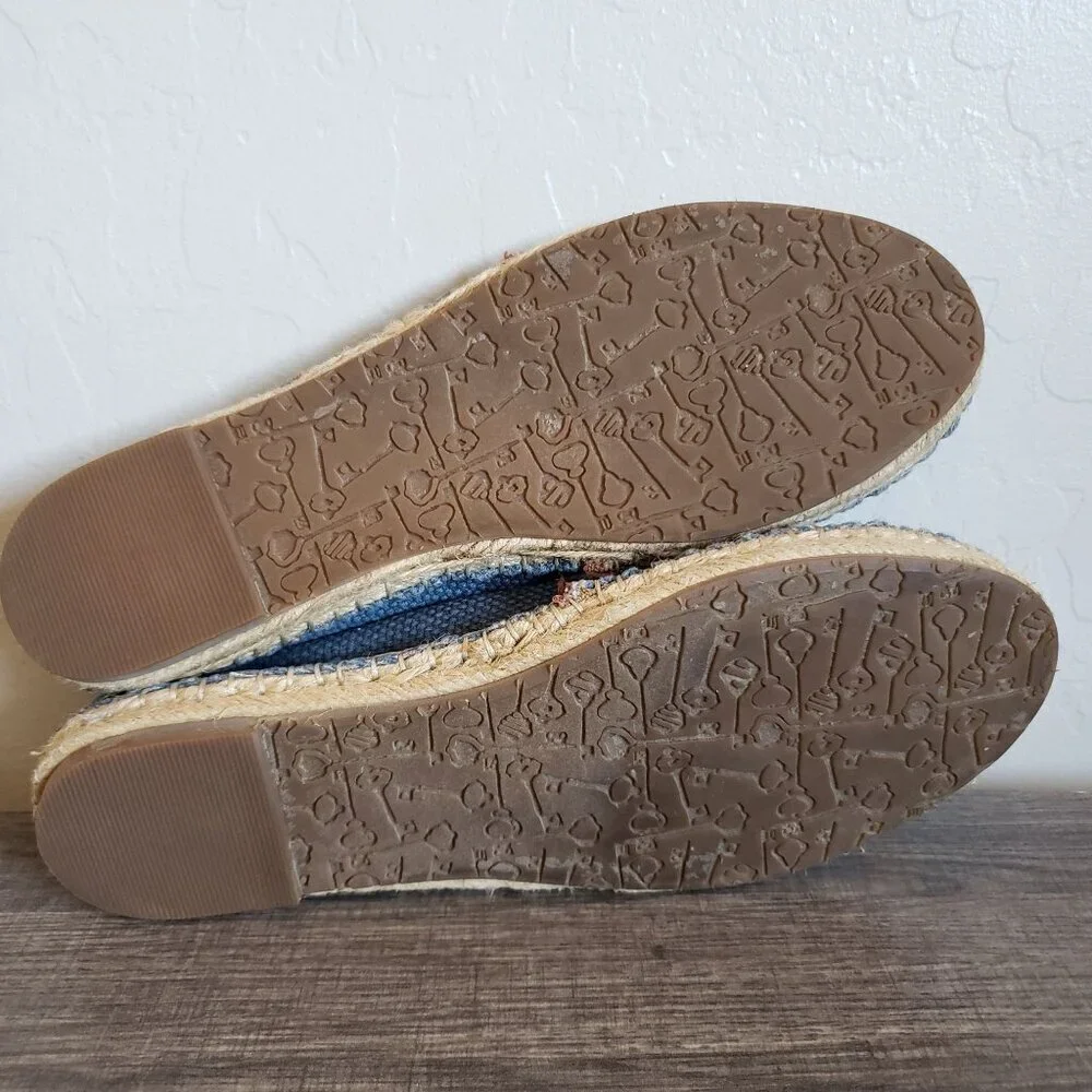 Fossil Canvas Espadrille Flat Slip-On Shoes Blue Size Women's 8 Coastal Grandma